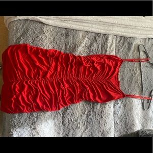 Red mini scrunch dress